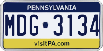 PA license plate MDG3134
