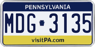PA license plate MDG3135