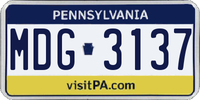PA license plate MDG3137