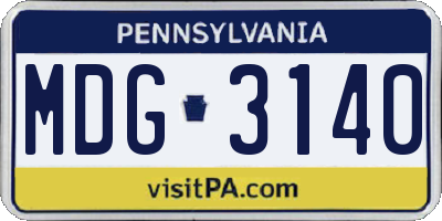 PA license plate MDG3140