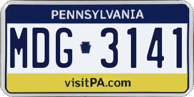 PA license plate MDG3141