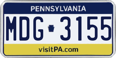 PA license plate MDG3155