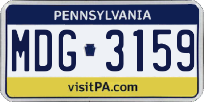 PA license plate MDG3159