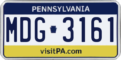 PA license plate MDG3161