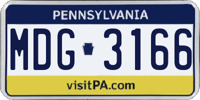 PA license plate MDG3166