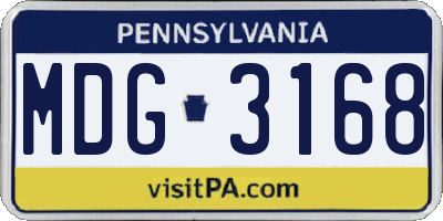 PA license plate MDG3168