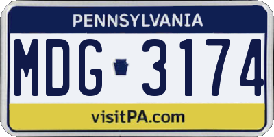 PA license plate MDG3174