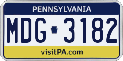PA license plate MDG3182