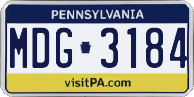 PA license plate MDG3184