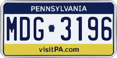 PA license plate MDG3196