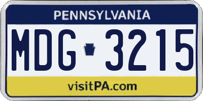 PA license plate MDG3215
