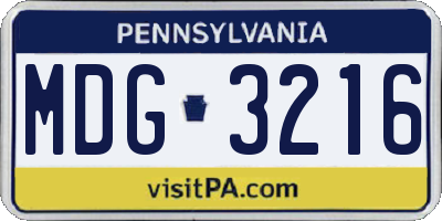 PA license plate MDG3216