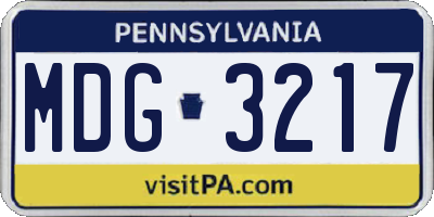 PA license plate MDG3217