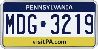 PA license plate MDG3219