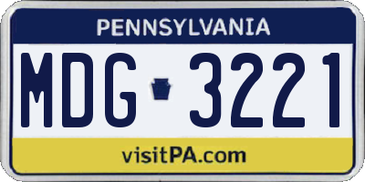 PA license plate MDG3221