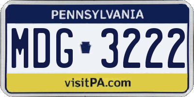 PA license plate MDG3222