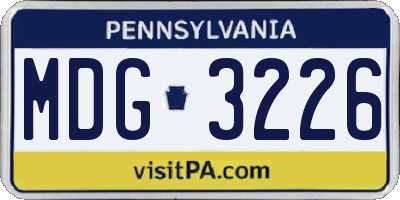 PA license plate MDG3226