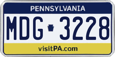PA license plate MDG3228