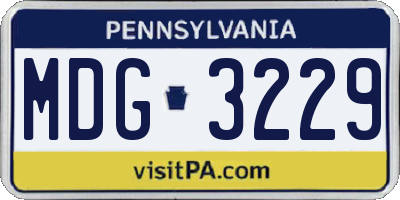 PA license plate MDG3229