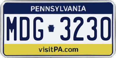 PA license plate MDG3230