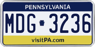 PA license plate MDG3236