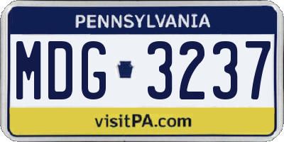 PA license plate MDG3237