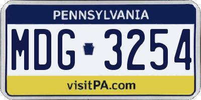 PA license plate MDG3254