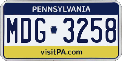 PA license plate MDG3258