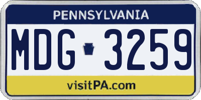 PA license plate MDG3259