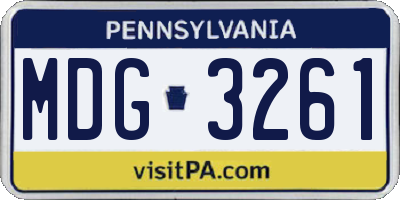 PA license plate MDG3261