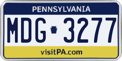 PA license plate MDG3277