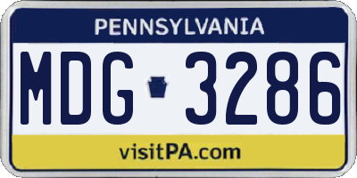 PA license plate MDG3286