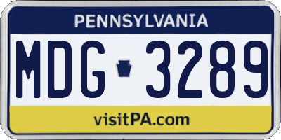 PA license plate MDG3289
