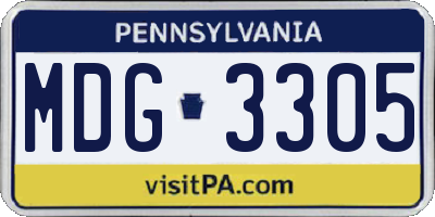 PA license plate MDG3305