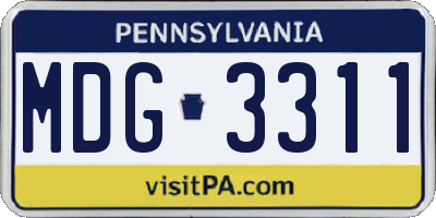 PA license plate MDG3311
