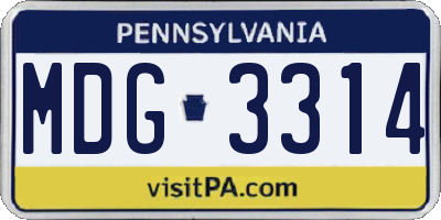 PA license plate MDG3314