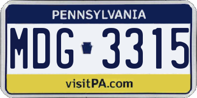 PA license plate MDG3315