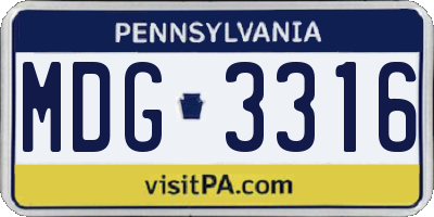 PA license plate MDG3316