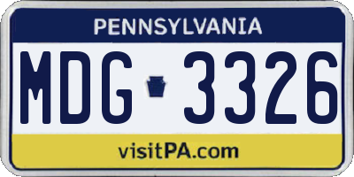PA license plate MDG3326