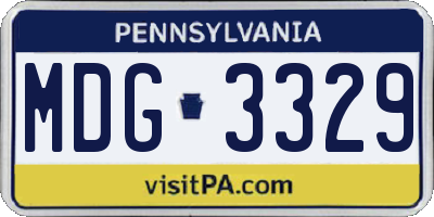 PA license plate MDG3329