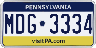 PA license plate MDG3334