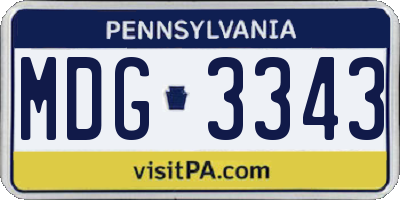 PA license plate MDG3343