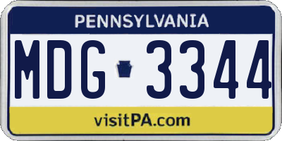 PA license plate MDG3344