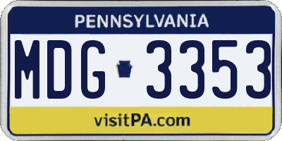PA license plate MDG3353