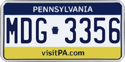 PA license plate MDG3356