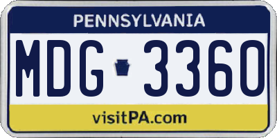 PA license plate MDG3360