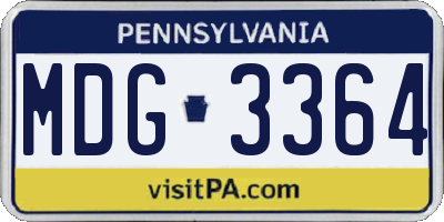 PA license plate MDG3364