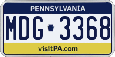 PA license plate MDG3368