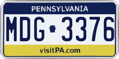 PA license plate MDG3376