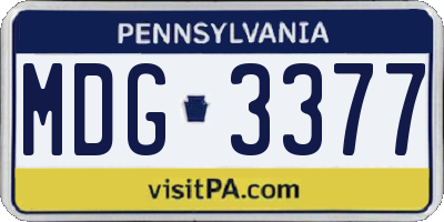 PA license plate MDG3377